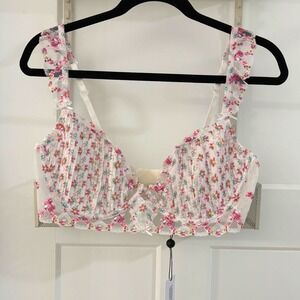 For Love & Lemons‎ Floral Blooms Embroidered Lace Underwire Bra Size 38C NWT